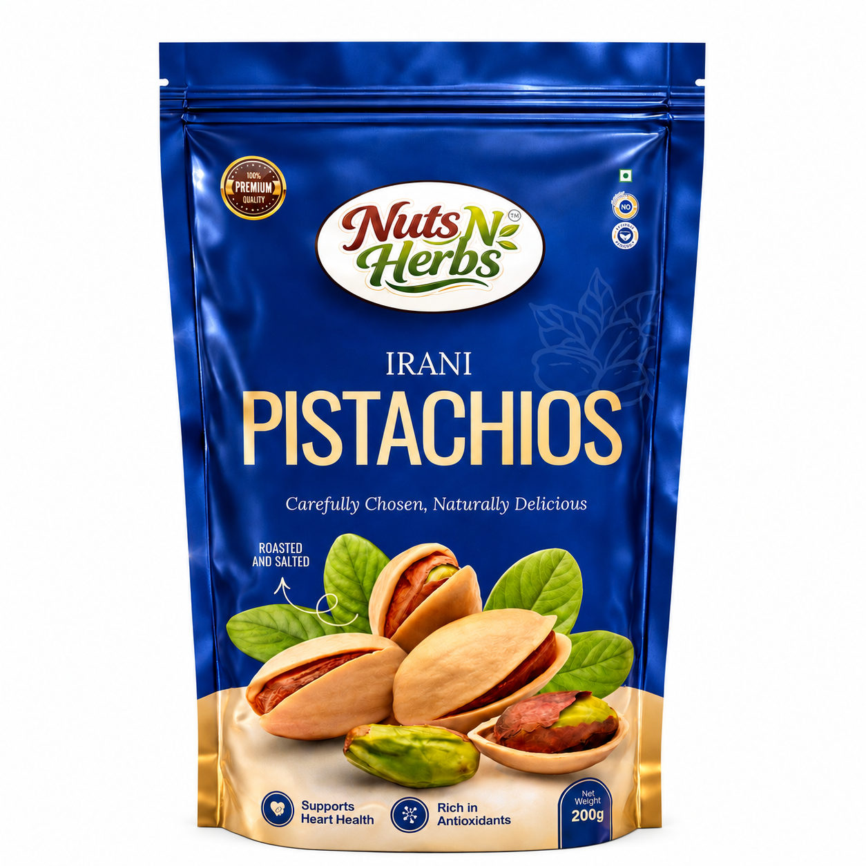Premium California Roasted & Salted Pistachios Whole Shelled Pista Dry Fruits Pack (250 g)