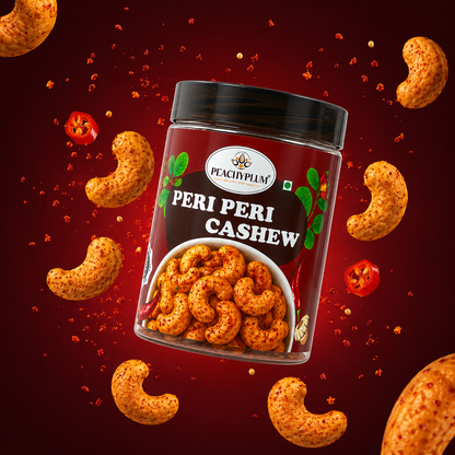 Peri Peri Cashews 200g | Premium Roasted Cashew Nuts | Spicy Peri Peri Masala | Protein & Fibre Rich Healthy Snack