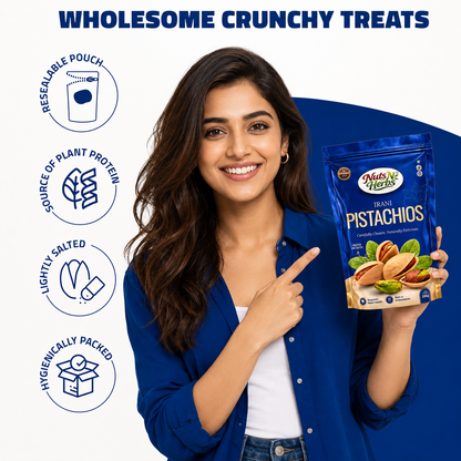 Premium California Roasted & Salted Pistachios Whole Shelled Pista Dry Fruits Pack (250 g)
