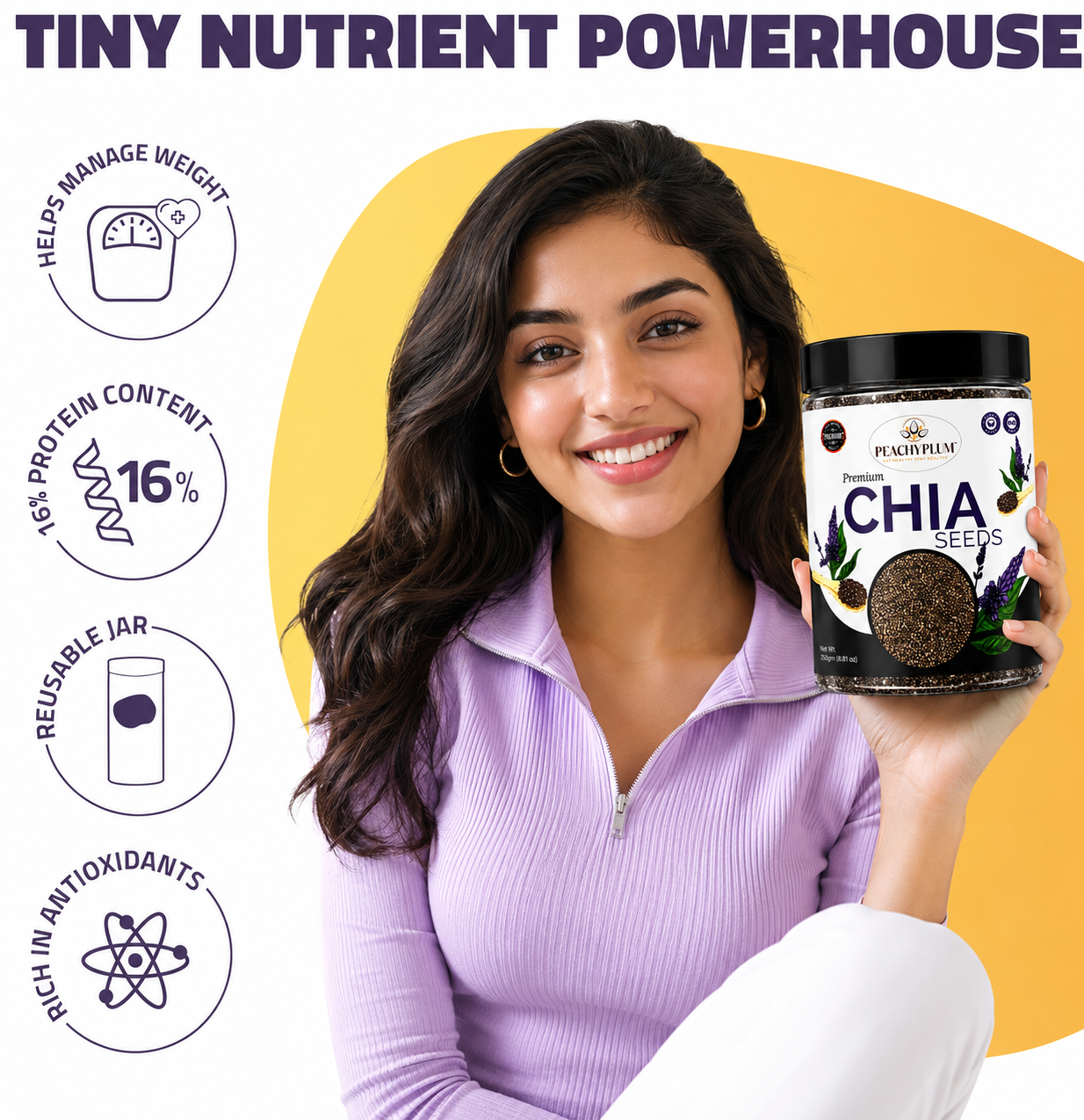 Chia Seeds 250g - Healthy Raw Seeds | Clean Chia Seeds for Eating | Calcium and Protein Rich Seeds