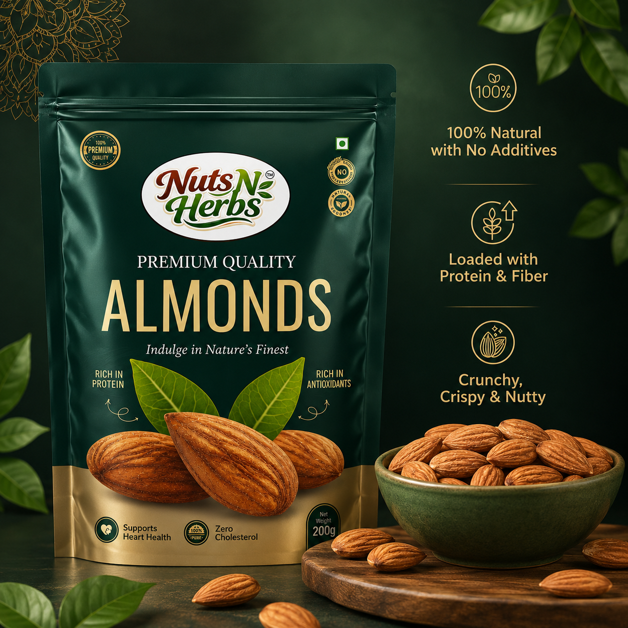 California Almonds 250g | Rich in Protein, Magnesium & Phosphorus | Crunchy Nuts & Dry Fruits
