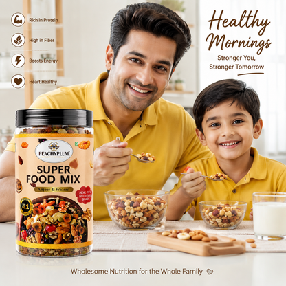 Super Food Mix – Premium Anjeer, Walnut, Roasted Almonds, Cashews & Seeds , PetCan Jar 500g