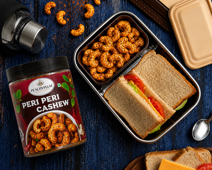 Peri Peri Cashews 200g | Premium Roasted Cashew Nuts | Spicy Peri Peri Masala | Protein & Fibre Rich Healthy Snack