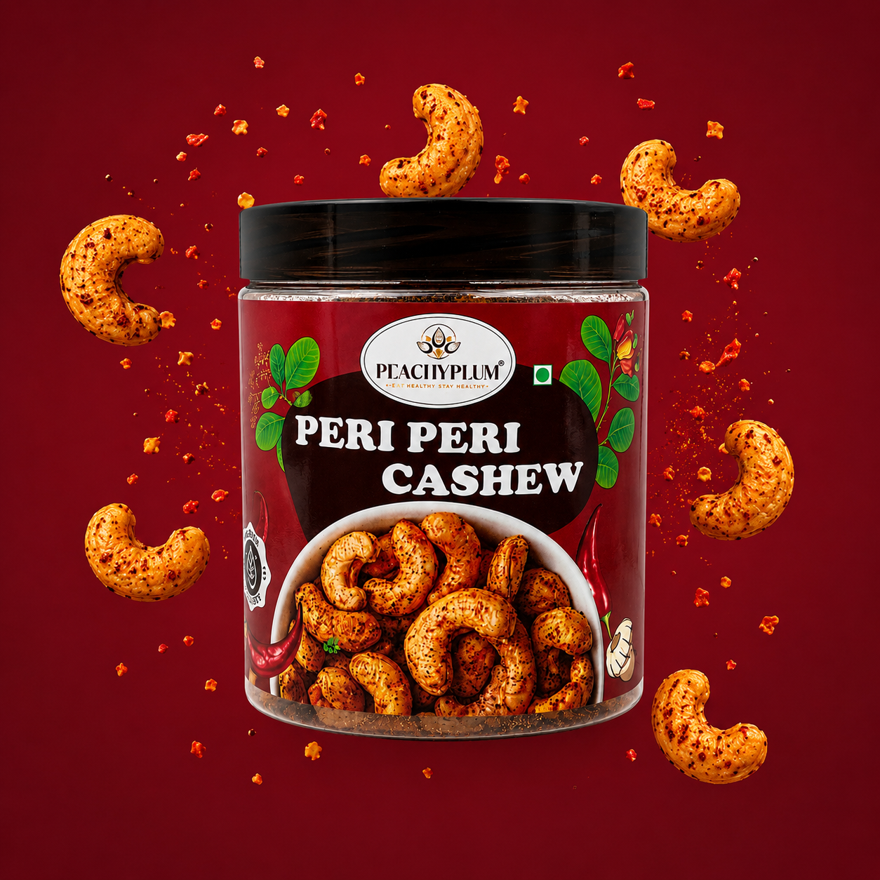 Peri Peri Cashews 200g | Premium Roasted Cashew Nuts | Spicy Peri Peri Masala | Protein & Fibre Rich Healthy Snack
