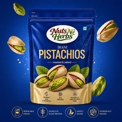 Premium California Roasted & Salted Pistachios Whole Shelled Pista Dry Fruits Pack (250 g)