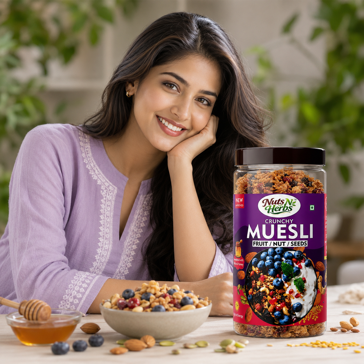 Muesli | Tasty &amp; Healthy Breakfast Cereal 400g, Dry fruit, Fruits & Nuts | Natural Breakfast | Crunchy