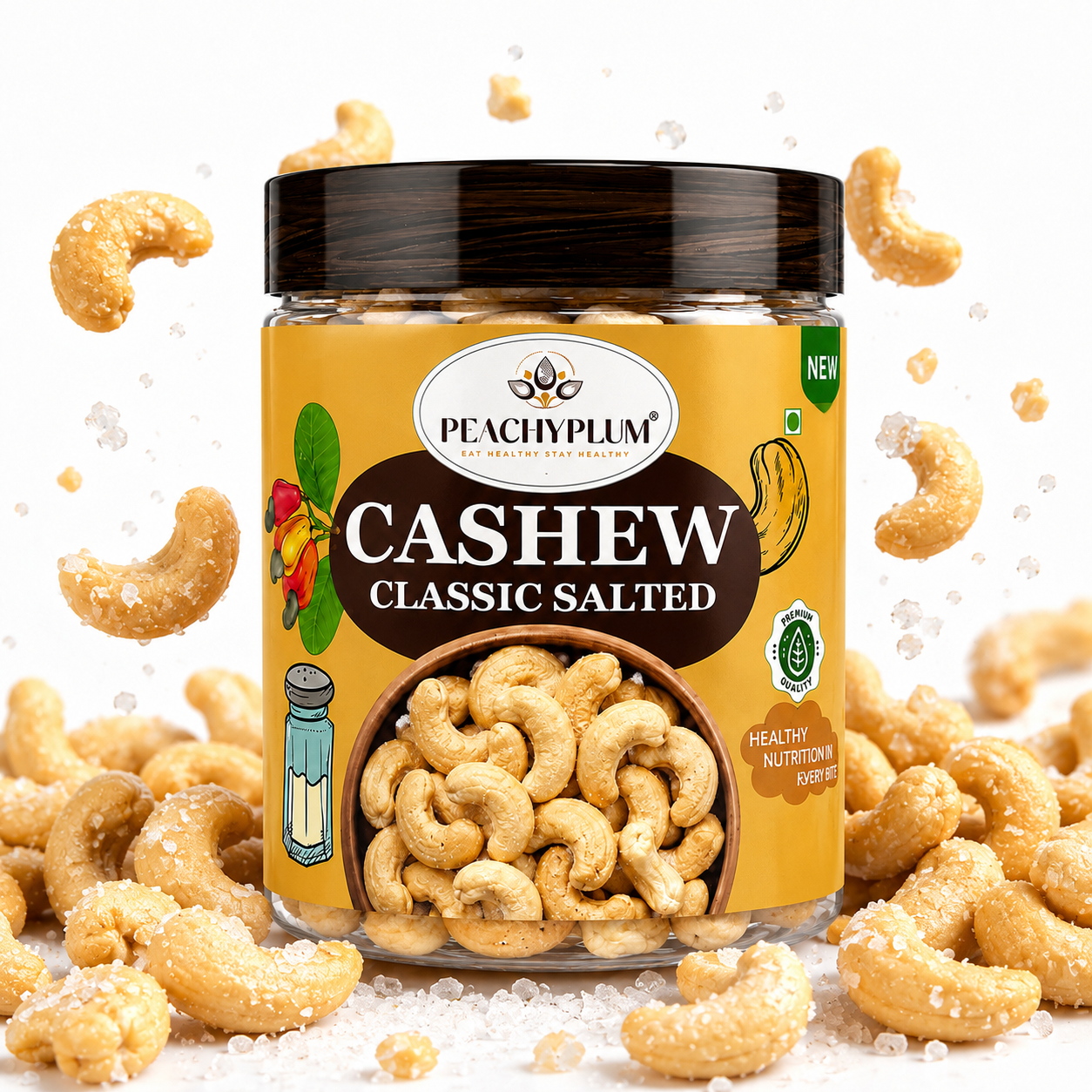 Premium Salted Roasted Cashews/Kaju, 200g | Perfectly Roasted Savory Nuts | Crunchy, Protein-Rich Healthy Snacks
