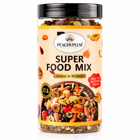 Super Food Mix – Premium Anjeer, Walnut, Roasted Almonds, Cashews & Seeds , PetCan Jar 500g