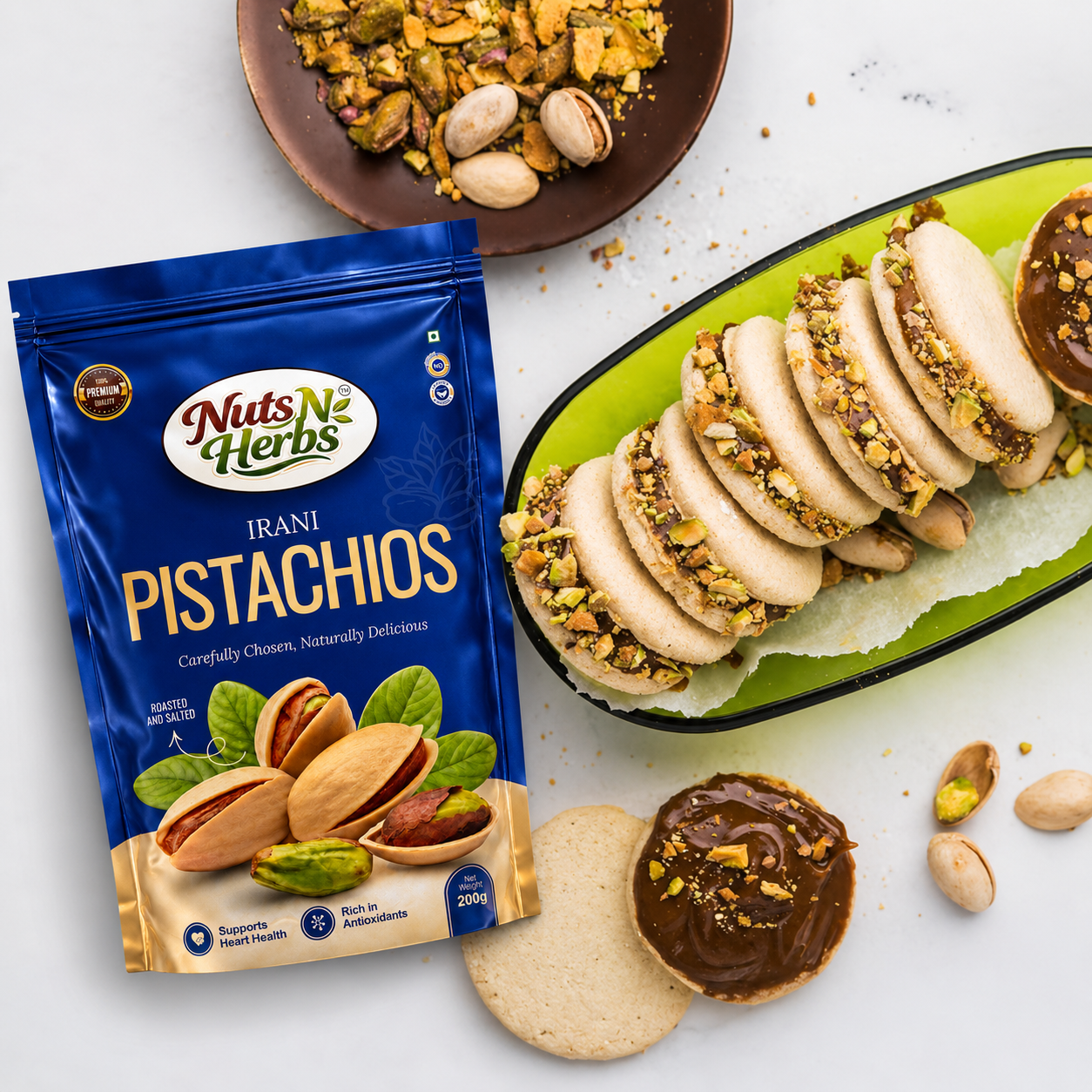 Premium California Roasted & Salted Pistachios Whole Shelled Pista Dry Fruits Pack (250 g)
